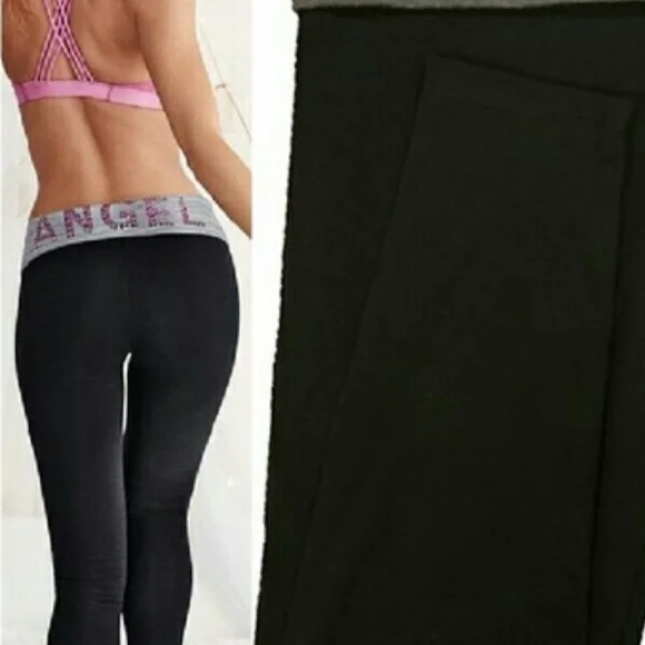 PINK Victoria's Secret, Pants & Jumpsuits, Last Markdown Victorias Secret  Black Yoga Legging W Iridescent Snowflakes